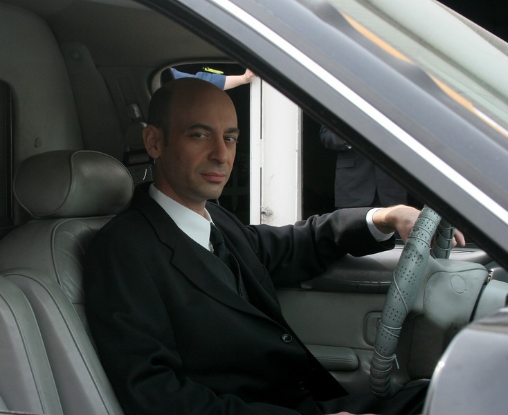 Actor Jeff Blumberg as a limo driver shooting the movie Dispatch