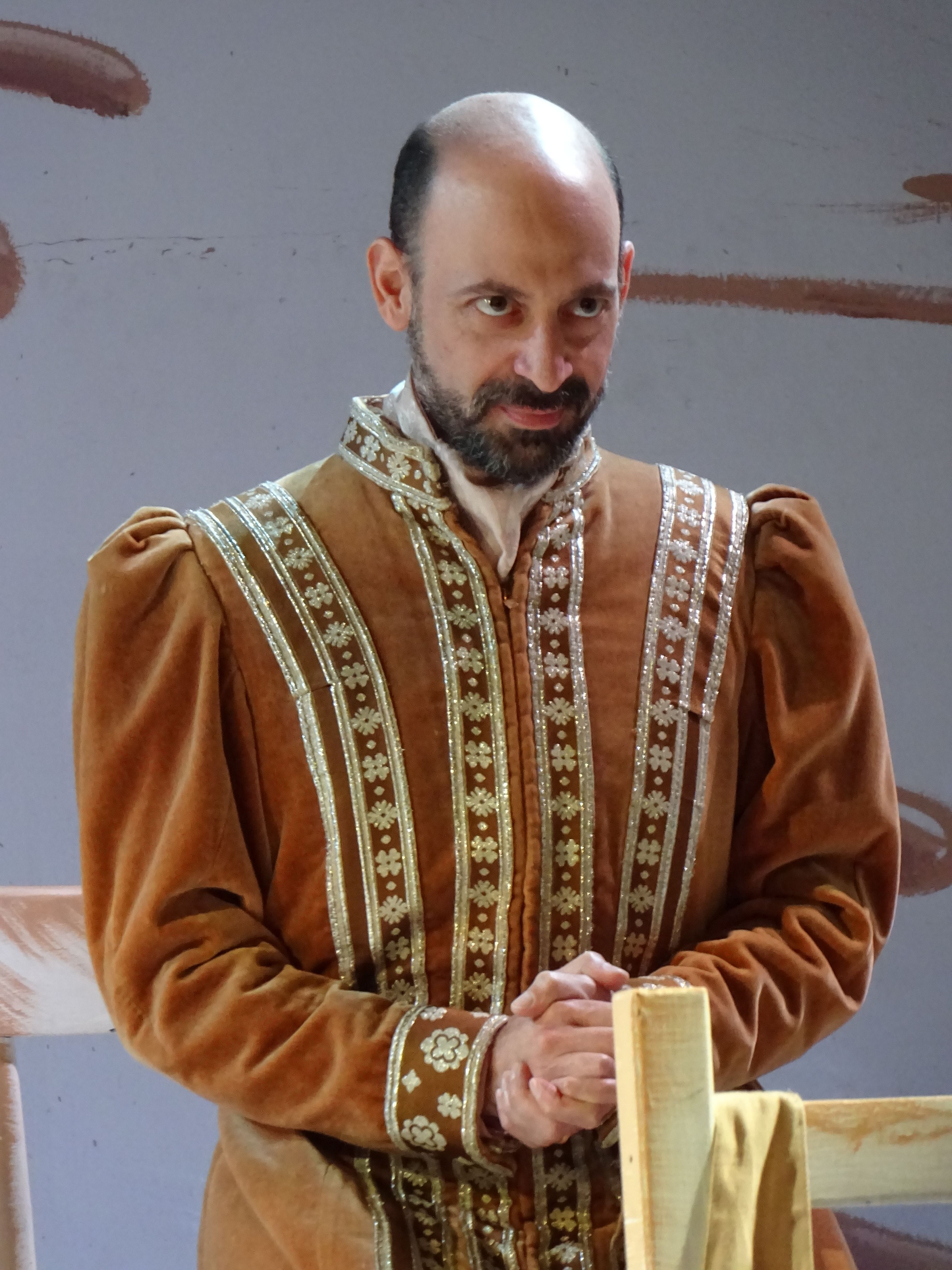 Jeff Blumberg as the character of Alfonso in the play 99 Ways to Fuck a Swan
